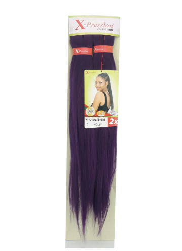 Pre-Stretched Color Purple X-PRESSION Ultra Braid hair extensions for braiding - 82 inches 160g
