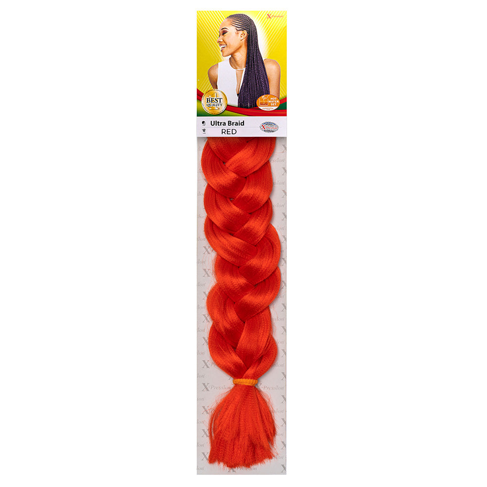 Color Red X-PRESSION Ultra Braid hair extensions for braiding - 82 inches 160g